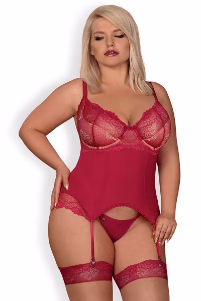 Komplet Gorset Model Rosalyne Red - Obsessive — zdjęcie 2