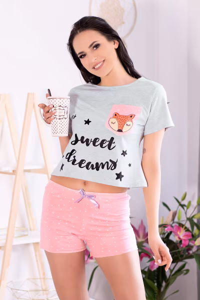 Piżama Damska Model Russet Foxy Grey/Pink - Livia Corsetti Fashion — zdjęcie 1