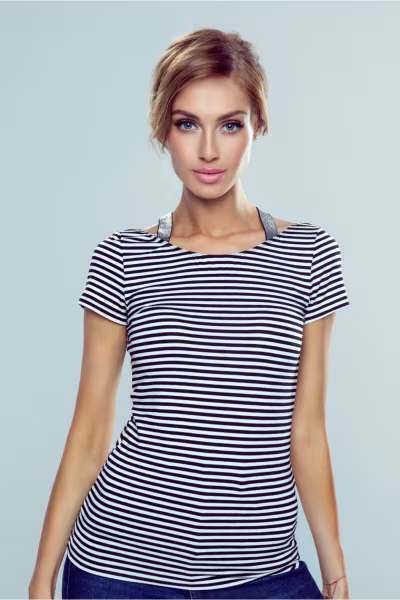 Bluzka Model Meg Paski White/Black - Eldar — zdjęcie 1