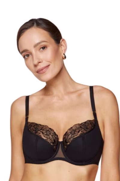 Biustonosz Soft Biustonosz Semi-Soft Model Fleur B3 Black - Gorteks — zdjęcie 1