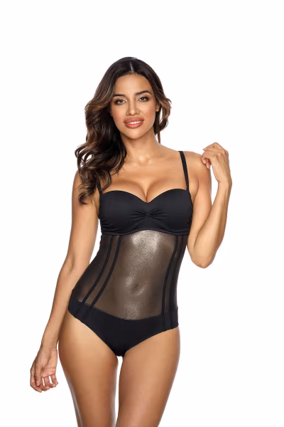 Jednoczęściowy strój kąpielowy Kostium kąpielowy Model V-550/GO kolor 001 Black - Etna — zdjęcie 1