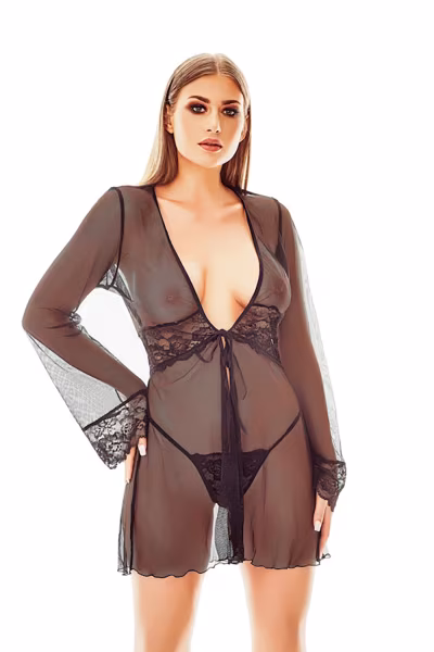 Szlafrok Model Maxine Black - Anais — zdjęcie 1