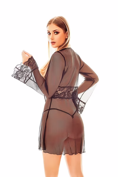 Szlafrok Model Maxine Black - Anais — zdjęcie 2