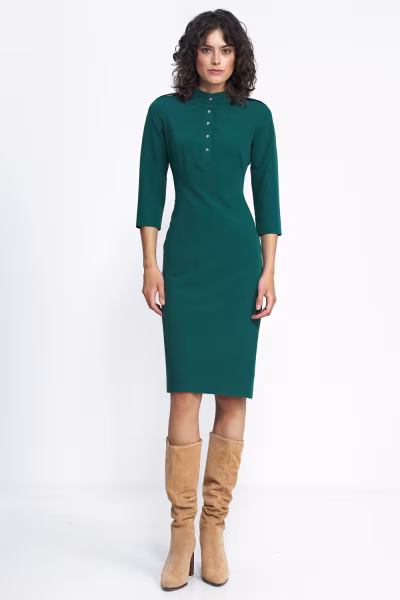 Sukienka Zielona sukienka z rękawem 3/4 S234 Green - Nife — zdjęcie 1