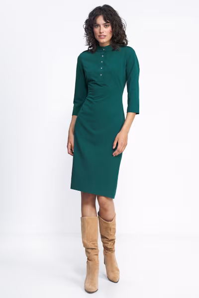 Sukienka Zielona sukienka z rękawem 3/4 S234 Green - Nife — zdjęcie 2