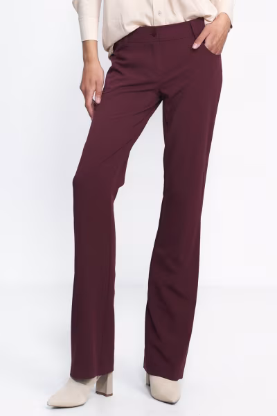 Bordowe spodnie typu bootcut SD80 Bordo - Nife — zdjęcie 1