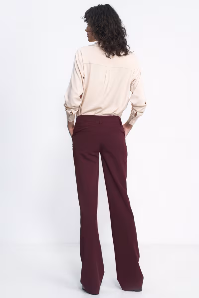 Bordowe spodnie typu bootcut SD80 Bordo - Nife — zdjęcie 3
