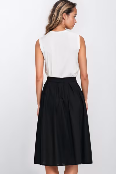 Spódnica midi z rayonu z zakładkami SP82 Black - Nife — zdjęcie 3