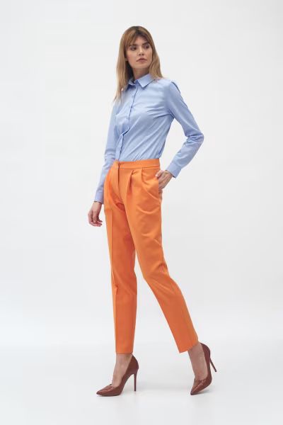 Spodnie Pomarańczowe spodnie z zakładką SD59 Orange - Nife — zdjęcie 2