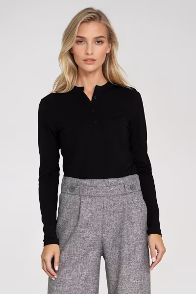 Bluzka polo ze stójką B195 Black - Nife — zdjęcie 1