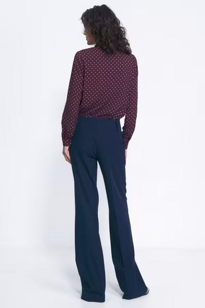 Granatowe spodnie typu wide leg SD81 Navy - Nife — zdjęcie 3