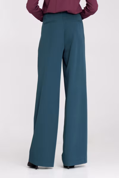 Spodnie z zakładkami wide leg SD122 Lazur - Nife — zdjęcie 3