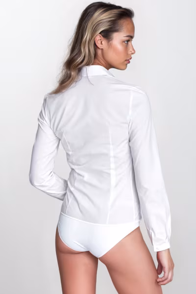 Elegancka biała koszula body K78 White - Nife — zdjęcie 2