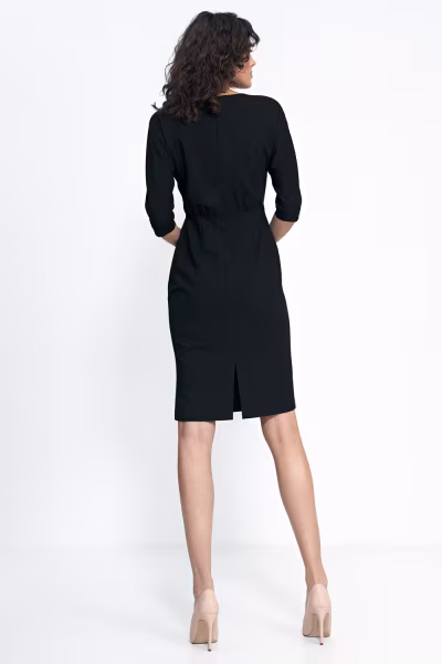 Sukienka Czarna sukienka z wstawką z tiulu S228 Black - Nife — zdjęcie 3