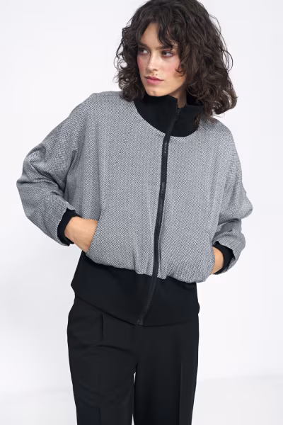 Kurtka w czarną jodełkę KU01 Black - Nife — zdjęcie 1