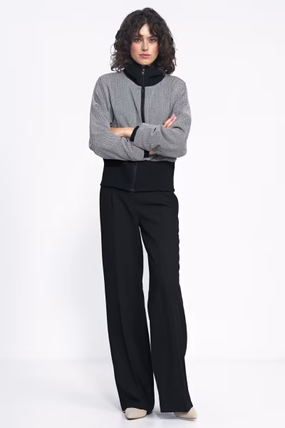 Kurtka w czarną jodełkę KU01 Black - Nife — zdjęcie 2