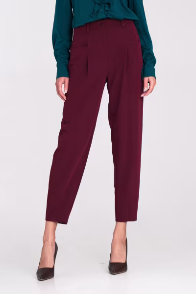 Spodnie baggy z wyskoim stanem SD120 Bordo - Nife — zdjęcie 1