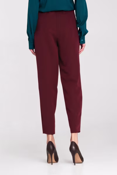 Spodnie baggy z wyskoim stanem SD120 Bordo - Nife — zdjęcie 3