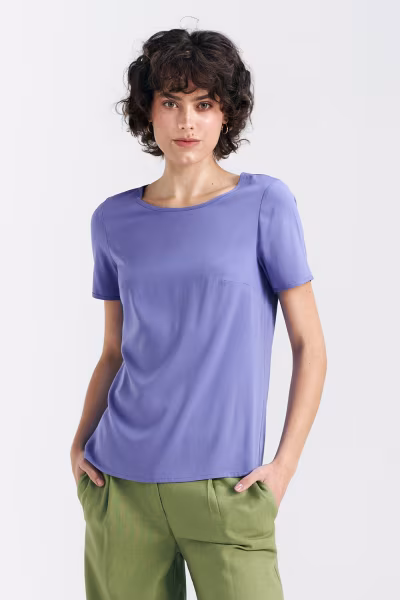 Bluzka basic z krótkim rękawem B160 Violet - Nife — zdjęcie 1
