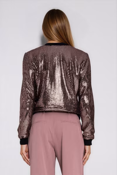 Cekinowa rozpinana bluza BL14 Miedziany - Nife — zdjęcie 3