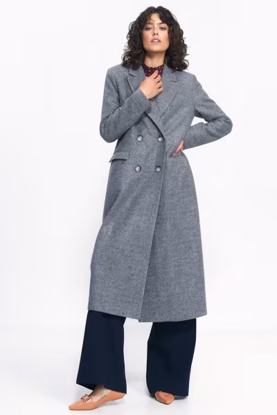 Szary płaszcz oversize PL20 Grey - Nife — zdjęcie 1
