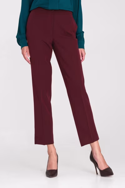 Spodnie Eleganckie spodnie 7/8 SD117 Bordo - Nife — zdjęcie 1