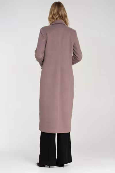 Elegancki płaszcz dwurzędowy PL25 Beige - Nife — zdjęcie 3