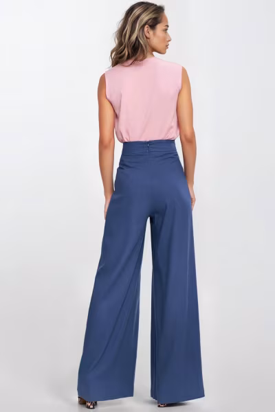 Spodnie palazzo z rayonu SD114 Cobalt - Nife — zdjęcie 3
