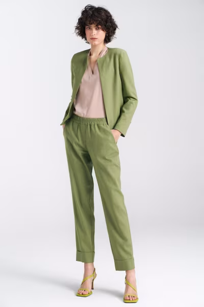 Żakiet typu chanel lniany Z54 Green Pistacjowy - Nife — zdjęcie 2