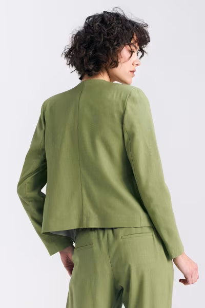 Żakiet typu chanel lniany Z54 Green Pistacjowy - Nife — zdjęcie 3