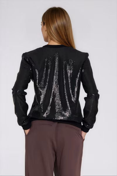 Cekinowa rozpinana bluza BL14 Black - Nife — zdjęcie 3