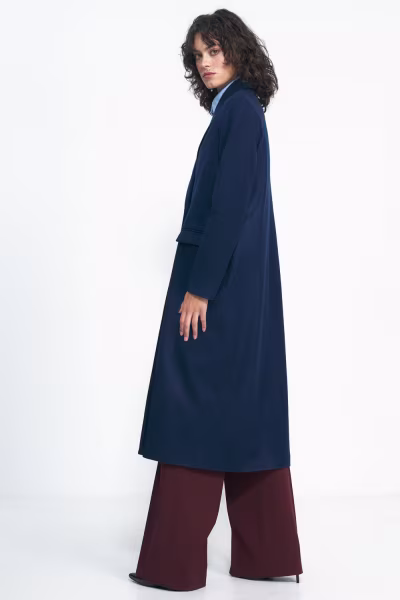 Granatowy płaszcz oversize PL20 Navy - Nife — zdjęcie 3