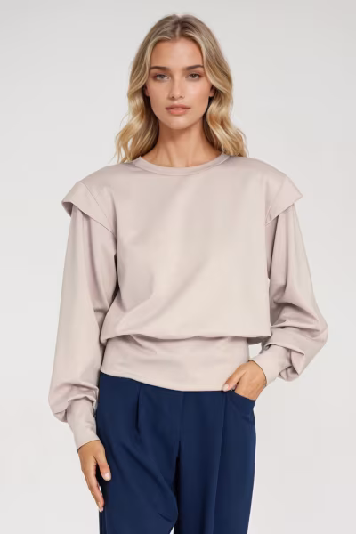 Bluza z wysokimi ściągaczami BL10 Beige - Nife — zdjęcie 1