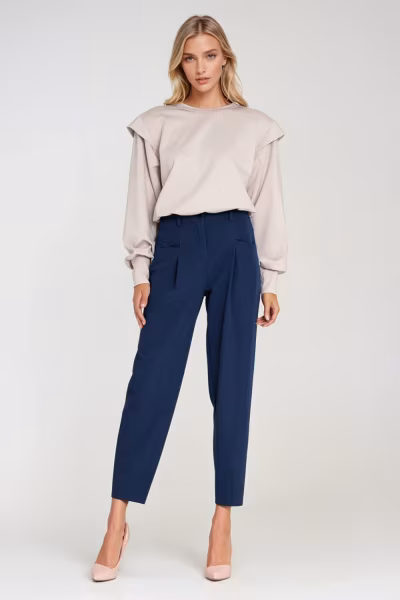 Bluza z wysokimi ściągaczami BL10 Beige - Nife — zdjęcie 2