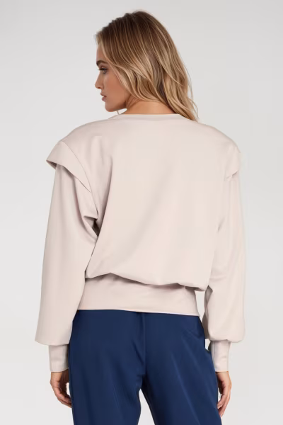 Bluza z wysokimi ściągaczami BL10 Beige - Nife — zdjęcie 3