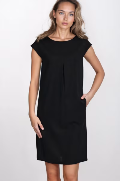 Sukienka Luźna sukienka z rayonu S271 Black - Nife — zdjęcie 1