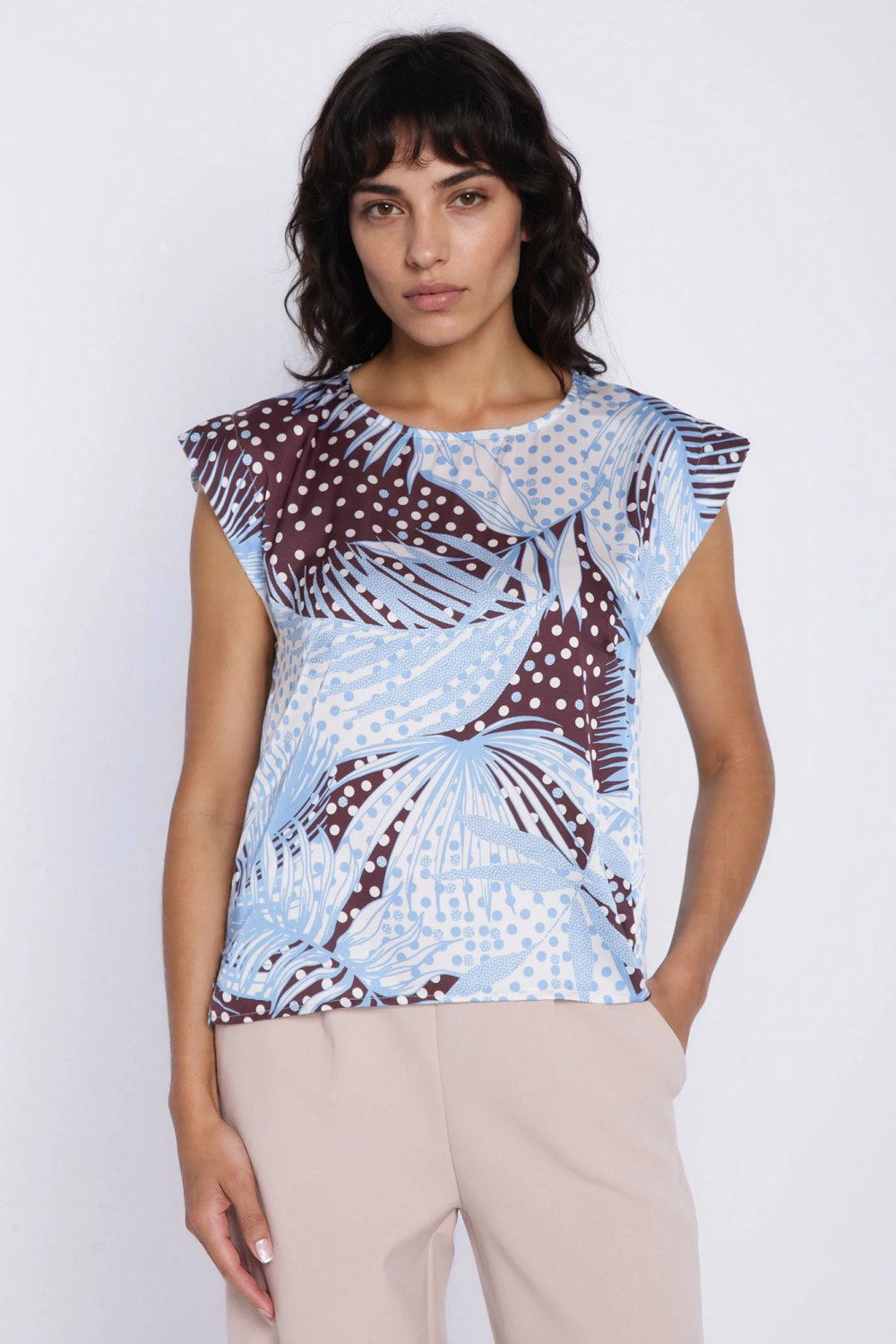 Bluzka z rękawem kimono B229 Liście - Nife