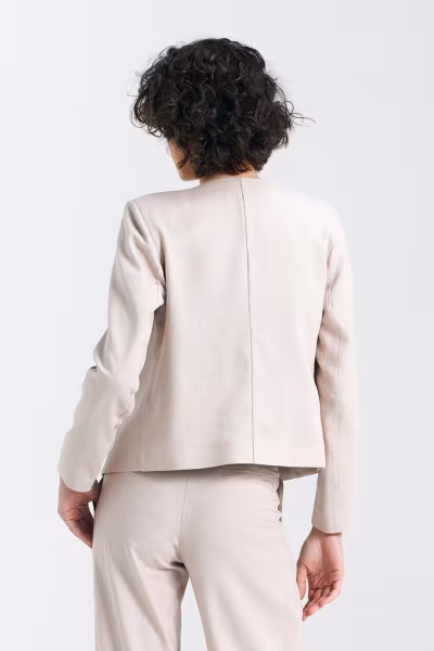 Żakiet typu chanel lniany Z54 Beige - Nife — zdjęcie 3