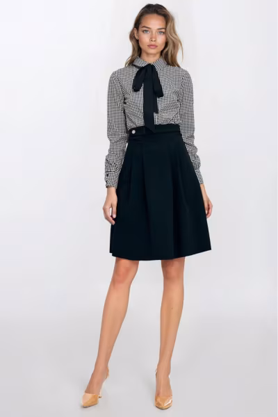Bluzka z kokardą w romby B183 Black - Nife — zdjęcie 3