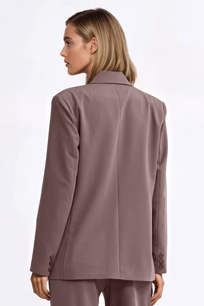 Marynarka oversize dwurzędowa Z88 Mocca - Nife — zdjęcie 3