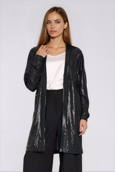 Cienki cekinowy blezer Z95 Black - Nife — zdjęcie 1