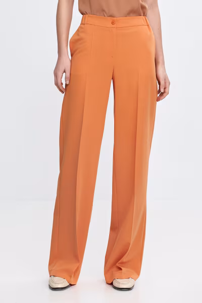Spodnie wide leg z gumą w pasie SD113 Orange - Nife — zdjęcie 1