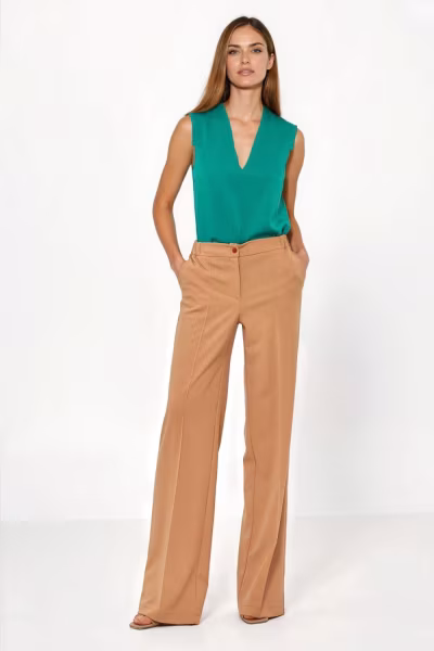 Spodnie Karmelowe spodnie loose cut SD131 Carmel - Nife — zdjęcie 2