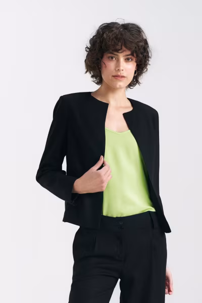 Żakiet typu chanel lniany Z54 Black - Nife — zdjęcie 1