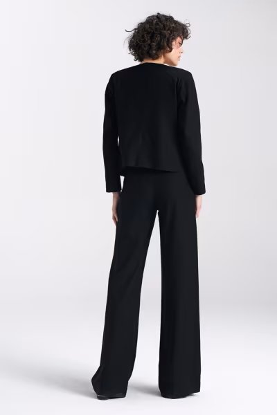Żakiet typu chanel lniany Z54 Black - Nife — zdjęcie 2