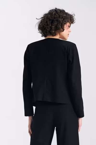 Żakiet typu chanel lniany Z54 Black - Nife — zdjęcie 3