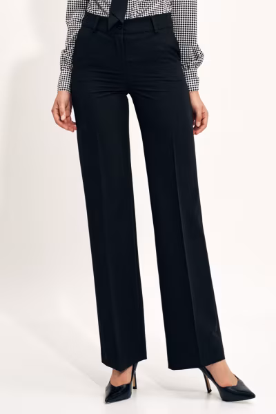 Spodnie Czarne spodnie typu wide leg SD108 Black - Nife — zdjęcie 1