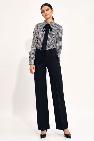 Spodnie Czarne spodnie typu wide leg SD108 Black - Nife — zdjęcie 2