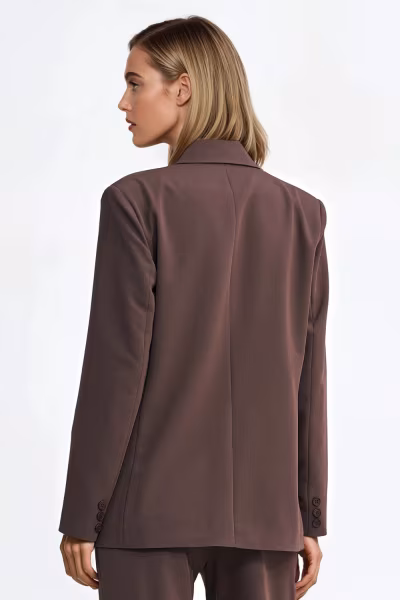 Marynarka oversize dwurzędowa Z88 Brown - Nife — zdjęcie 3