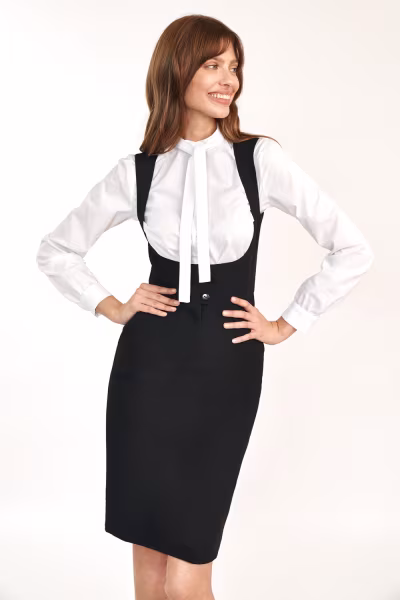 Sukienka Czarna sukienka z guzikami S183 Black - Nife — zdjęcie 1
